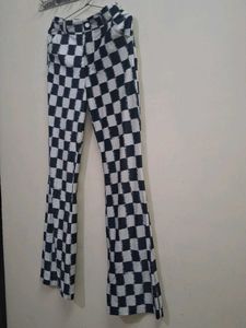 Checkered Bell Bottom Pants