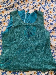 Turquoise Beaded Top