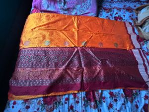 Orange And Maroon  Saree