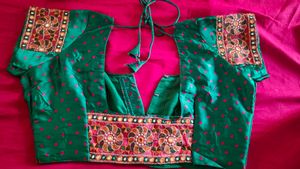 Elegant Green Embroidered Saree