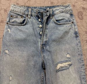 H&amp;M Acid Wash Distressed Denim Jeans