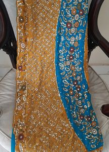 Blue Yellow Saree