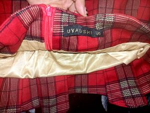 Red Plaid Strapless Dress