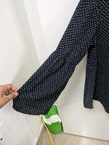 H&amp;M Navy Blue Polka Dot Top
