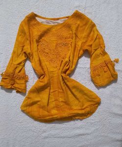 Mustard Yellow Lace Y2k Top