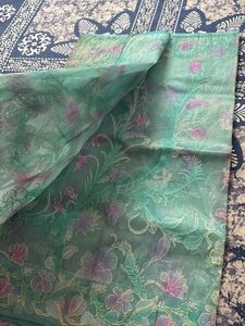 Pastel Shade Pure Net Saree With Zari