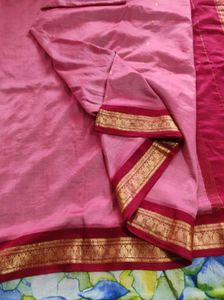 Onion Pink &amp; Maroon silk Saree