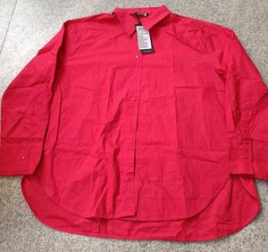 Tokyo Talkies Red Button-Up Shirt, XL size