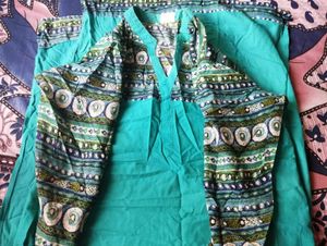 A-LINE KURTI - SEA GREEN