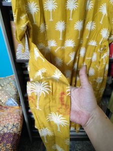Akkriti Pure Linen Mustard A-Line Maxi Dress