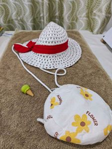Cute Kids' Sun Hat & Bag Set