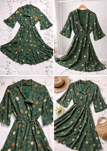 Floral Print Green Dress