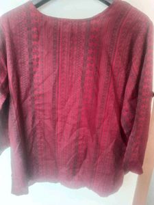 Red Checkered Long Sleeve Top