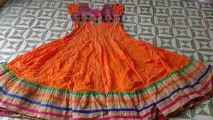 Orange Embroidered Anarkali Suit