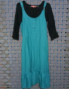 Blue Sleeveless Dress With Black Tshirt