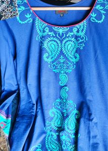 Blue And Pink Printed Warm Kurta.Size 3XL