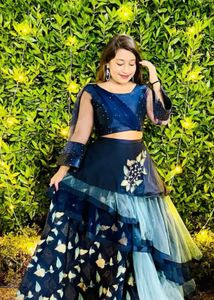 Stylish Blue Lehenga Choli With Cancan Inside
