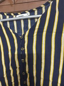 Striped Navy Button-Down Top