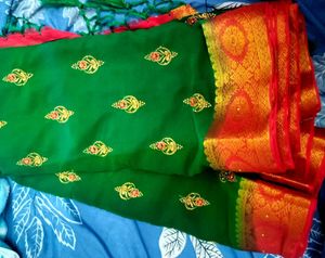 Elegant Green &amp; red Saree
