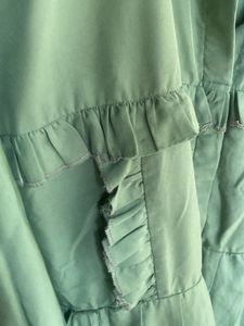 Flora Green Ruffle Blouse