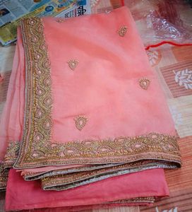 Saree Peach Colour