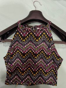 Printed Polyester Crop Top