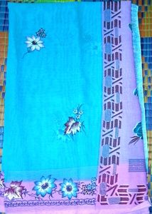 Elegant Blue Floral Saree🩵💙