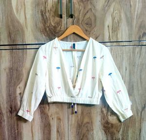 Cream Colour Cotton Top Size-32-S