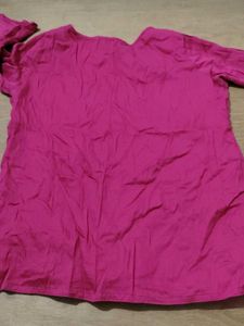 Magenta Top With Umbrella Sleeve And Embroidery