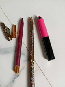 Eyeliner Pencil  Lipstick N Sindur Set Combo