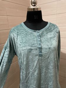 Teal nightwear shirt Long Sleeve Top