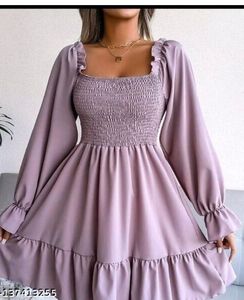 Lilac Smocked Ruffle Mini Dress