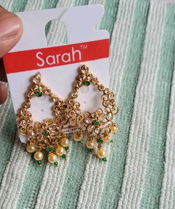 Gold Tone and Pearl Dangle Earrings