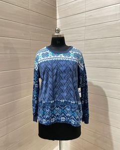 New with tag Blue Patterned Pullover