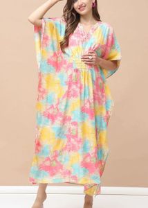 Women Tie & Dye PrintedMaternity Kaftan Midi Dress
