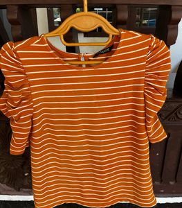 Striped Puff Sleeve Top