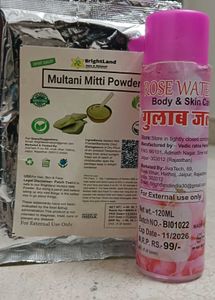Combo Of Multani Mitti Powder And Rose Water