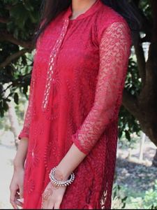Red Lace Kurti