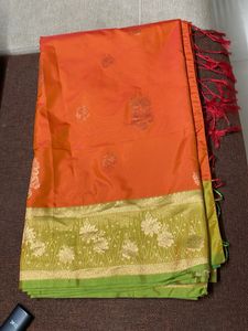 Elegant Orange &amp; Gold Saree