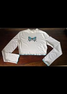 Urbanic White Butterfly Crop Top