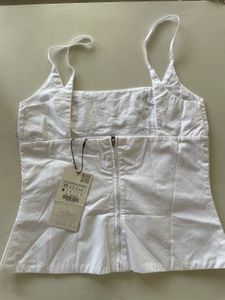 ZARA White Embellished Cami Top