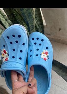 Blue Crocs with Hello Kitty