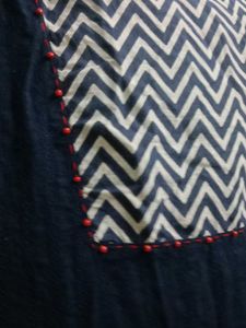 Blue Chevron Print Kurta Short Sleeves