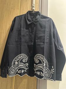 Elegant Embroidered Black Shirt