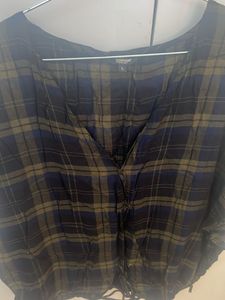 Green and Blue Plaid Top