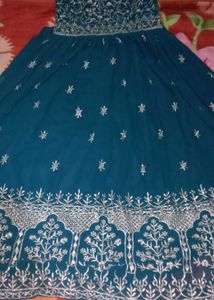 Teal Embroidered Ethnic Dress