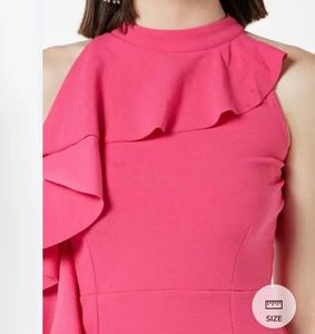 Pink Floral Side Ruffle Dress