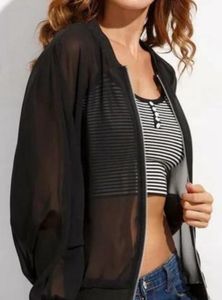 Sheer Black Bomber Jacket