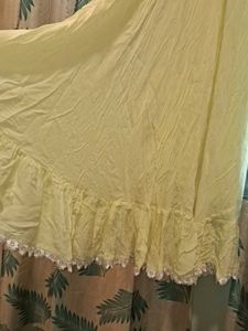 Mul Cotton Fabric Lace Work Anarkali Gown