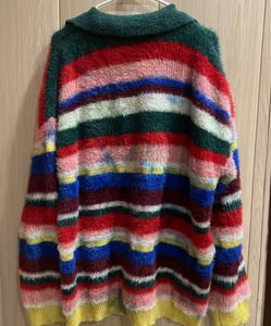 Japenese Vintage Striped Fuzzy Knit Sweater